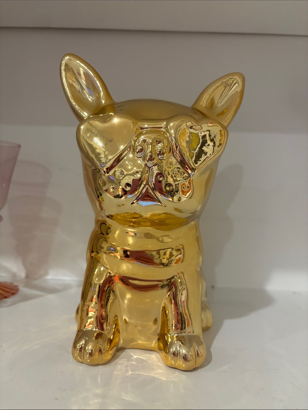 Gold Ceramic French Bulldog Figurine